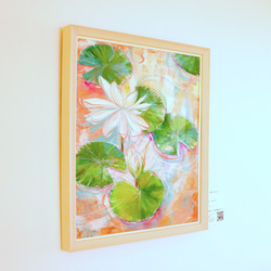 【*1点物再販無し】F12 睡蓮 蓮 ピンク 瞑想 花 絵 絵画 運気 ギフト インテリア アート 玄関 3枚目の画像