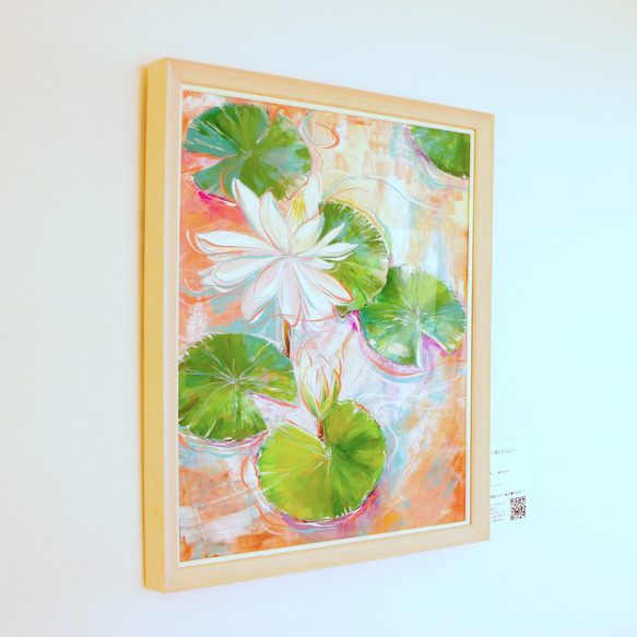 【*1点物再販無し】F12 睡蓮 蓮 ピンク 瞑想 花 絵 絵画 運気 ギフト インテリア アート 玄関 3枚目の画像