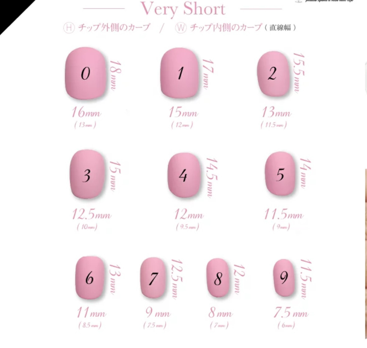ネイルチップの形一覧　※確認用ページ