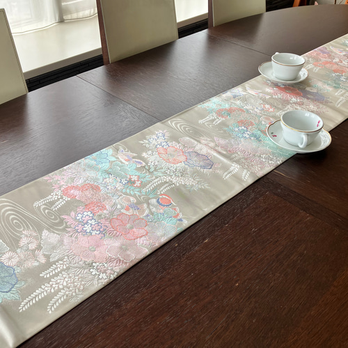 プラチナ箔 着物 帯 テーブルランナー PTR005 その他キッチン小物