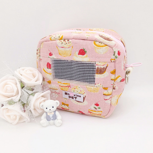 お出かけポーチ/モモンガポーチ♡カップケーキ スイーツ柄 多頭飼い 1
