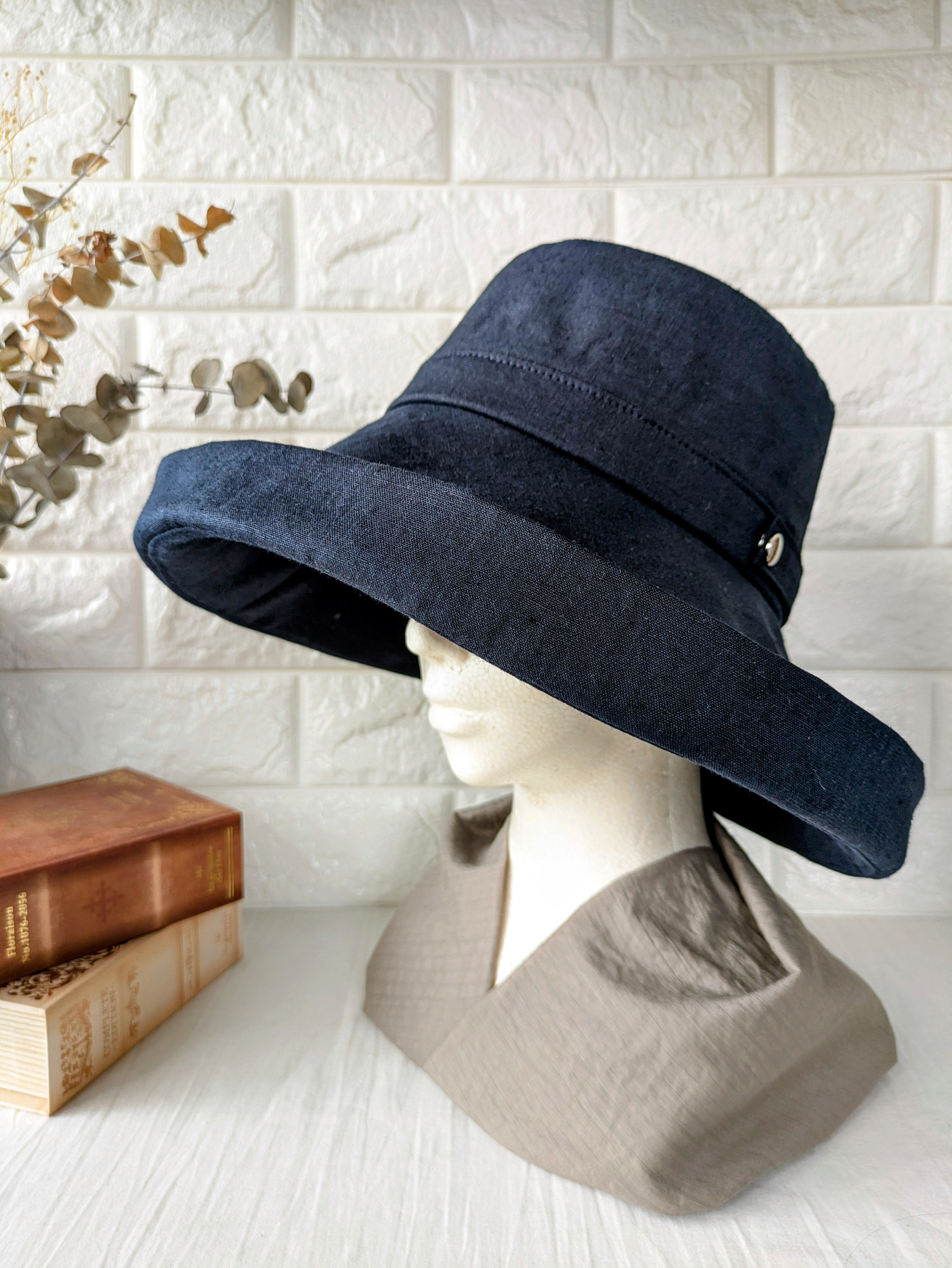 つば広ハット  折りたたみ ♪ ＊コットンリネン＊ レディース 帽子 ハット UV対策