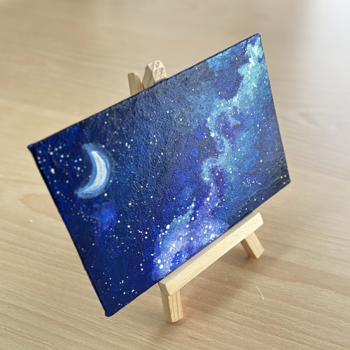 ハガキサイズ】夜空 天の川 宇宙 キャンバスアート カラフル アクリル