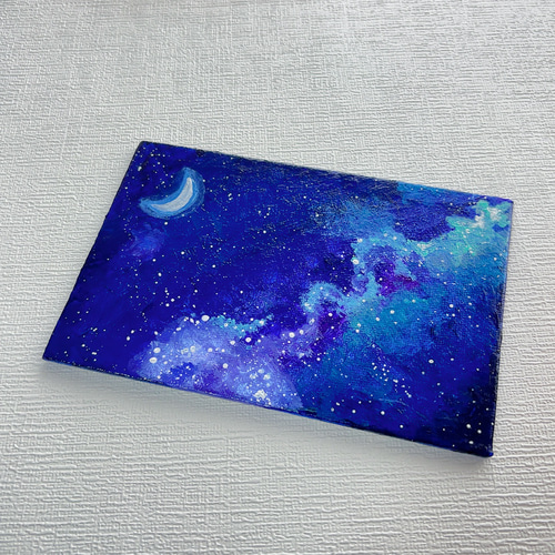 ハガキサイズ】夜空 天の川 宇宙 キャンバスアート カラフル アクリル