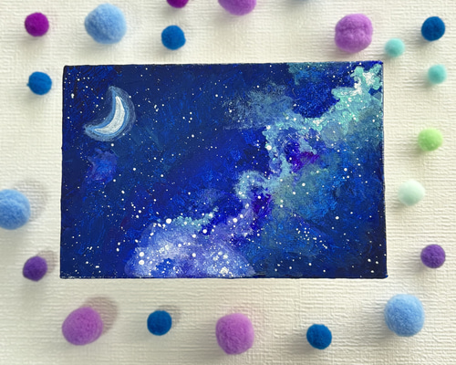 星降る夜に 1 キャンバス　アクリル絵の具 アクリル画 #アクリル絵の具 #絵 #空 #星空 #インテリア
