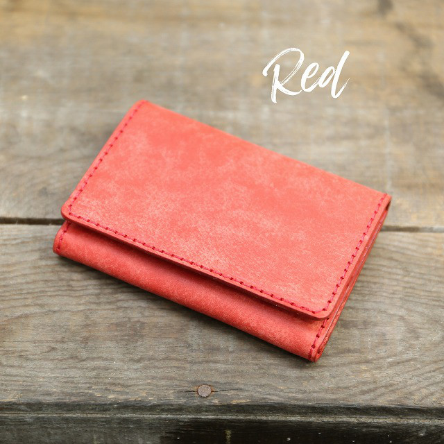 送料無料 カードケース 名刺入れ 本革 レッド 赤 イタリアンタンニン鞣し ギフトケース  名入れ刻印無料 マヤ 大容量