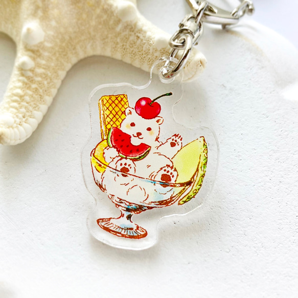 【受注制作】 白くまアイスアクリルキーホルダー 1枚目の画像