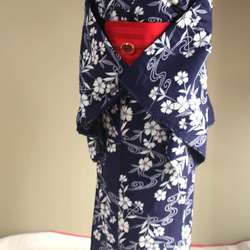 本藍染 菖蒲 正統派古典 内側からにじむ注染技法が大人の色香 裄68cm