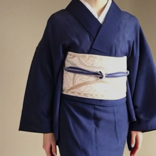 サマーウール着物 麻混 ごく微かに透けて見える笹模様が大人の落ち着い