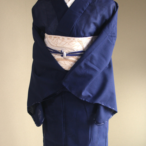 サマーウール着物 麻混 ごく微かに透けて見える笹模様が大人の落ち着い