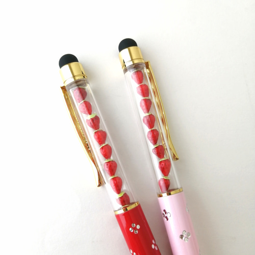 sale‼️N2272 カスタムタッチペン＆ボールペン いちごビーズ 再販なし！ NEW【タッチペン付き かわいい苺ボールペン♡】 タッチペン