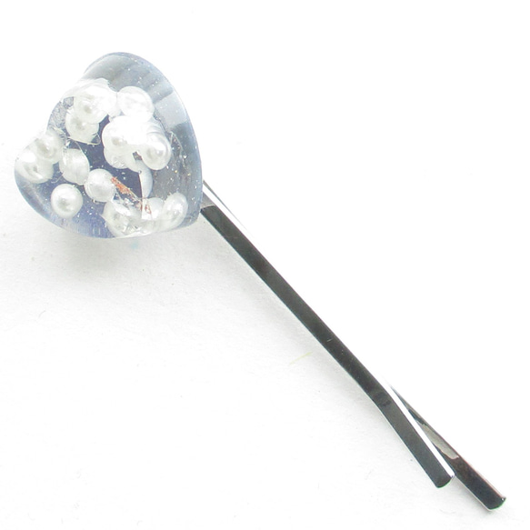 カチ割り氷が解けるほど、心のクォーツがドキドキしていますが、とても安心です。!!!<1点ものヘアピン>HP228 3枚目の画像