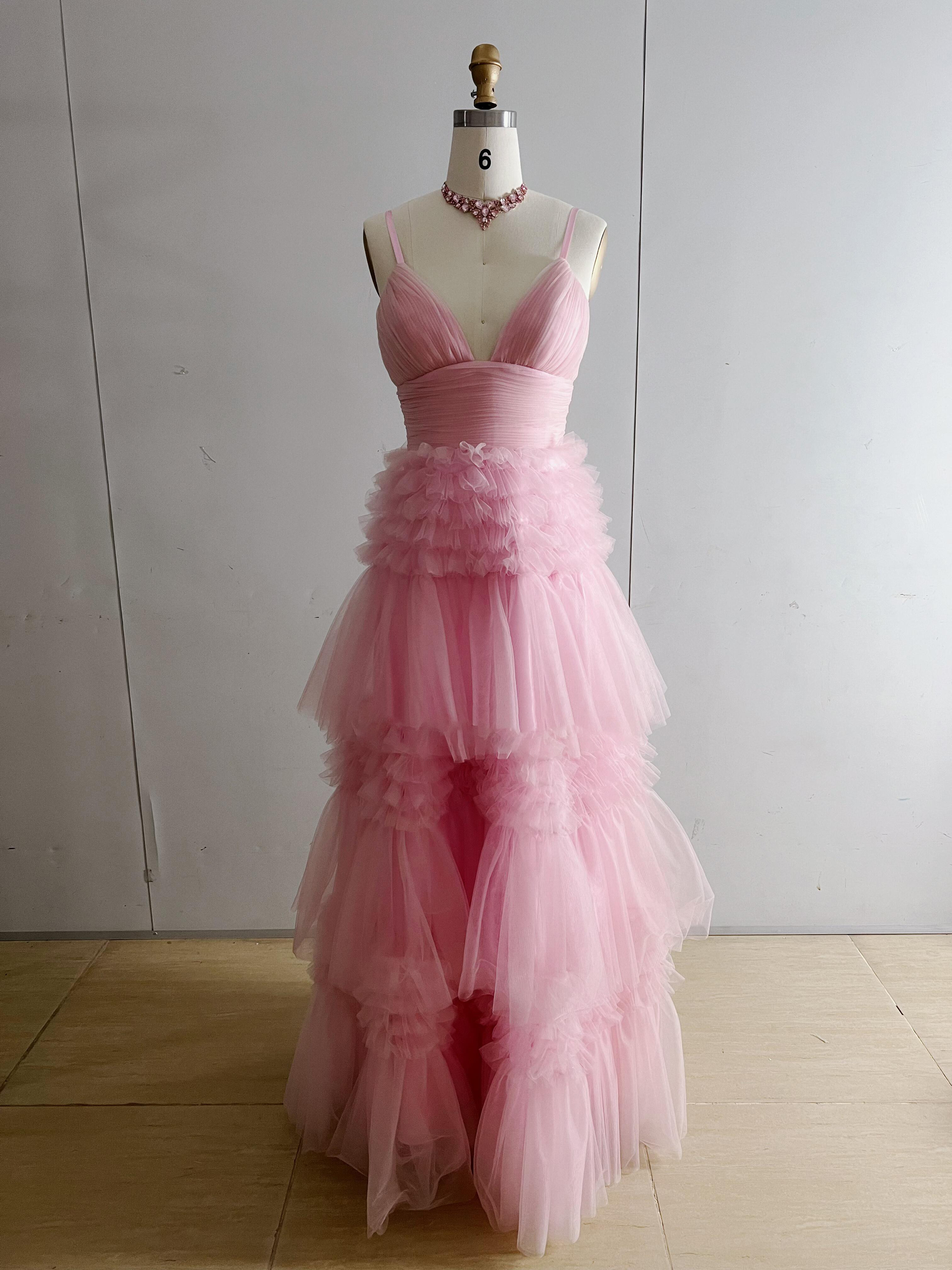 高評価！Aライン　カラードレス　ピンクソフィア　お色直し　パーティードレス　チャック　サイズオーダー可能ワンピース演奏会