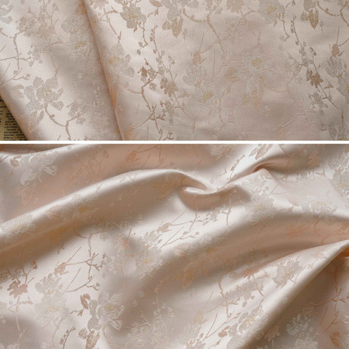 長さ1m ジャガード生地 大判 花柄 杏色ピンク 綺麗 上品 布 きじ 色織