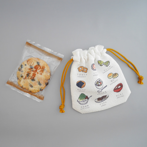 にほんご巾着バッグ 和菓子】小物入れ | おやつケース | ポーチ | 丹後