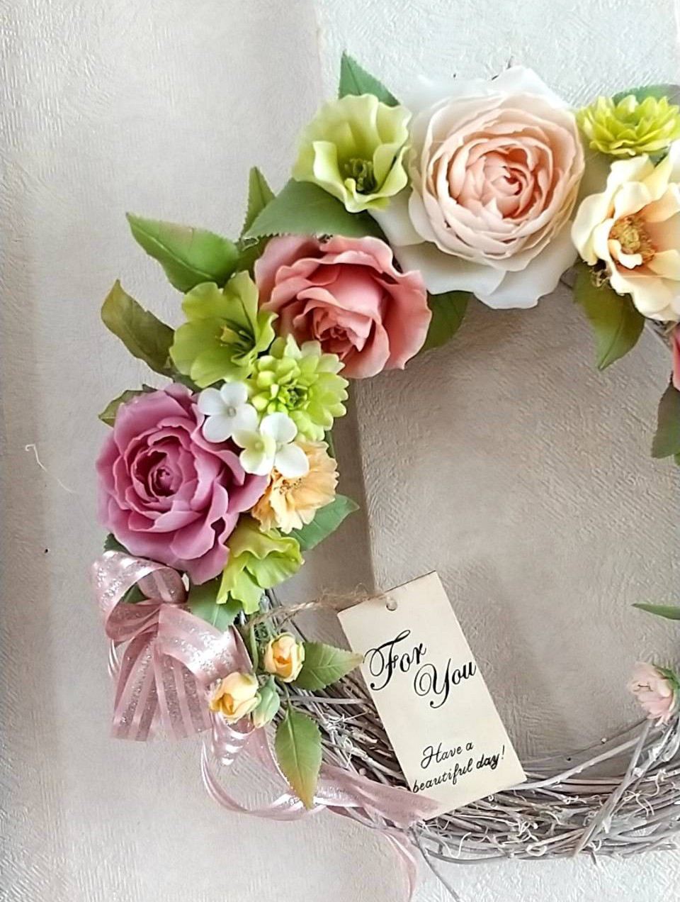 ★粘土の花[薔薇のリース]★