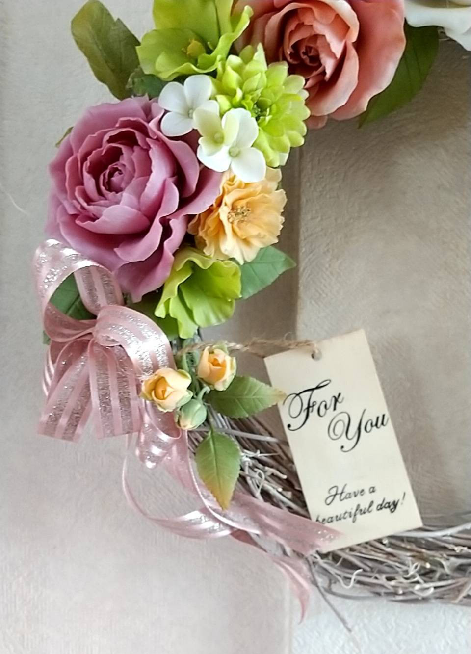 ★粘土の花[薔薇のリース]★