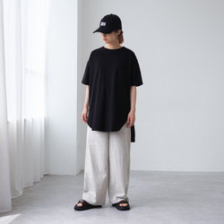 ロング丈 ゆるシルエットカットソー ブラック(半袖Tシャツ) 10枚目の画像