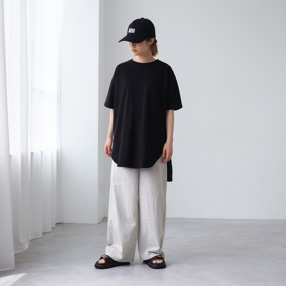 ロング丈 ゆるシルエットカットソー ブラック(半袖Tシャツ) 10枚目の画像