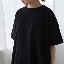 ロング丈 ゆるシルエットカットソー ブラック(半袖Tシャツ) 6枚目の画像