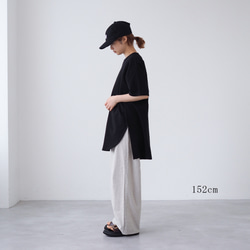 ロング丈 ゆるシルエットカットソー ブラック(半袖Tシャツ) 3枚目の画像