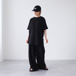 ロング丈 ゆるシルエットカットソー ブラック(半袖Tシャツ) 7枚目の画像