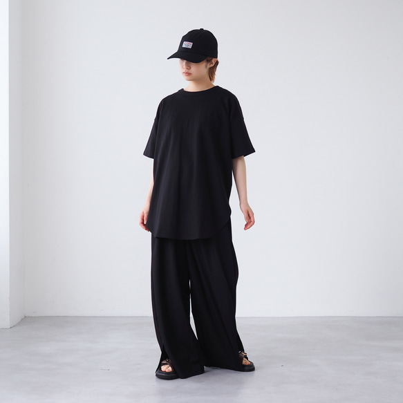 ロング丈 ゆるシルエットカットソー ブラック(半袖Tシャツ) 7枚目の画像