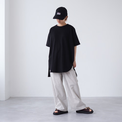 ロング丈 ゆるシルエットカットソー ブラック(半袖Tシャツ) 2枚目の画像