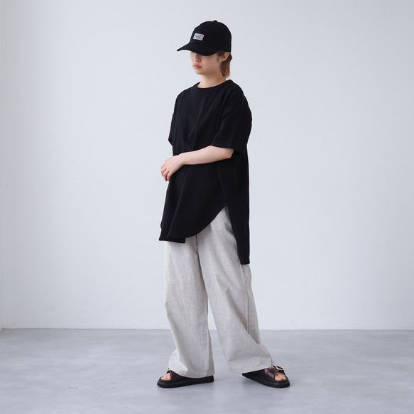 ロング丈 ゆるシルエットカットソー ブラック(半袖Tシャツ) 9枚目の画像