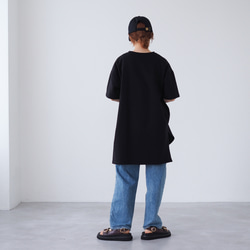 ロング丈 ゆるシルエットカットソー ブラック(半袖Tシャツ) 8枚目の画像