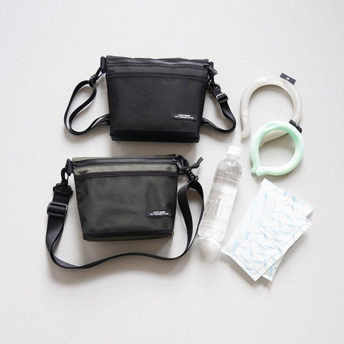 アイスリング 保冷バッグ（ブラック/カーキ）メッシュポケット付き 強