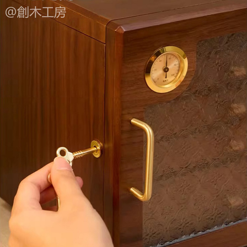 木製ジュエリーボックス 花柄グラス付き扉 大容量 アクセサリーケース