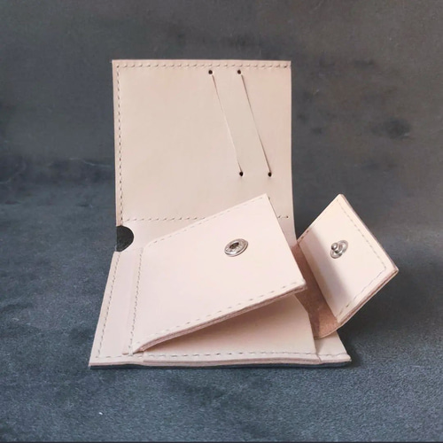 薄い二つ折り財布 ハンドメイド 姫路レザー ヌメ革 手縫い メンズ