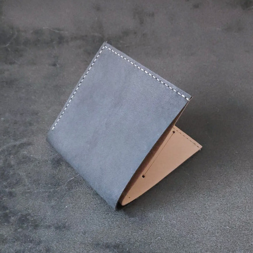 薄い二つ折り財布 ハンドメイド 姫路レザー ヌメ革 手縫い メンズ