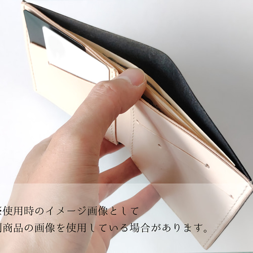 薄い二つ折り財布 ハンドメイド 姫路レザー ヌメ革 手縫い メンズ