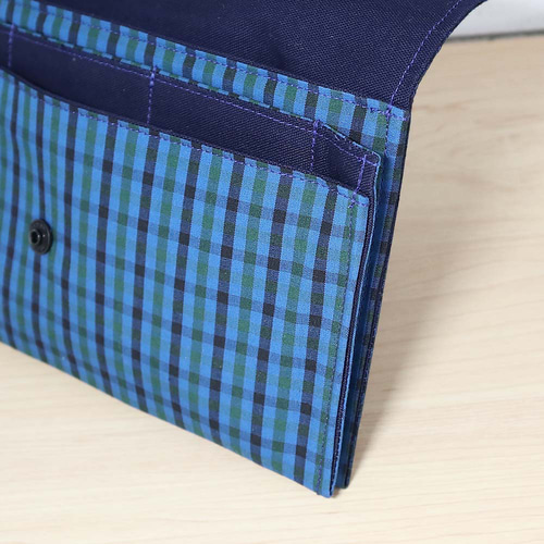 ファミリア風 ブルグリーンチェック×ネイビー タータンチェック マルチ