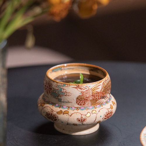 詩瓷集｜中国・唐風デザイン／釉上彩＋金彩・霊獣「鳳凰」文様 浮き輪