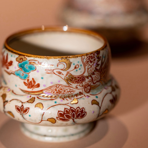 詩瓷集｜中国・唐風デザイン／釉上彩＋金彩・霊獣「鳳凰」文様 浮き輪