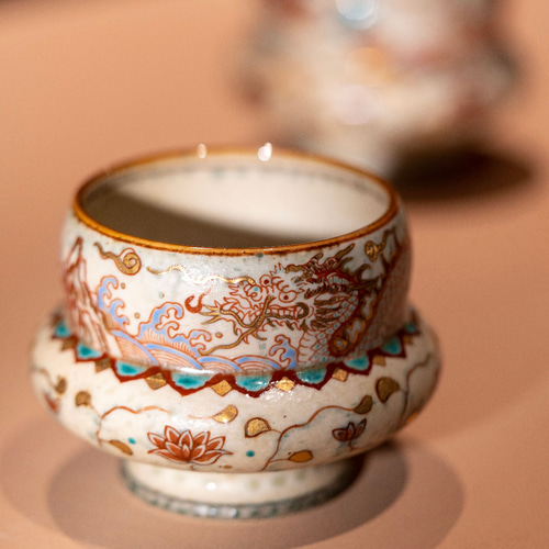 詩瓷集｜中国・唐風デザイン／釉上彩＋金彩・霊獣「鳳凰」文様 浮き輪