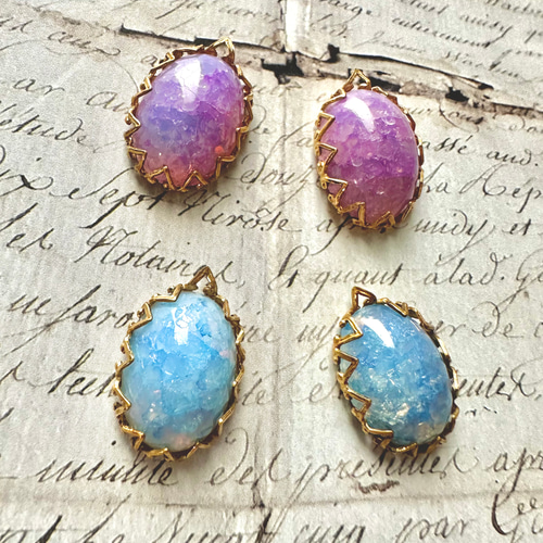 オーストリア　ザルッブルグ カットグラスボール ビンテージ 1個 1950s 西ドイツ ヴィンテージガラス 18×13mm カボション