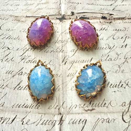 1個 1950s 西ドイツ ヴィンテージガラス 18×13mm カボション