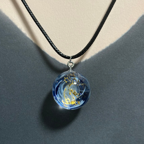 宇宙玉×龍|守護のレジンネックレス 空レジン ドラゴン レジン