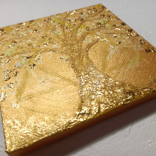 風水吉祥絵画◇金箔光金のなる木〜六芒星〜招財樹 ウェルカムゴールド