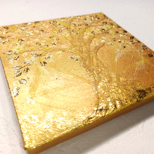 風水吉祥絵画◇金箔光金のなる木〜六芒星〜招財樹 ウェルカムゴールド
