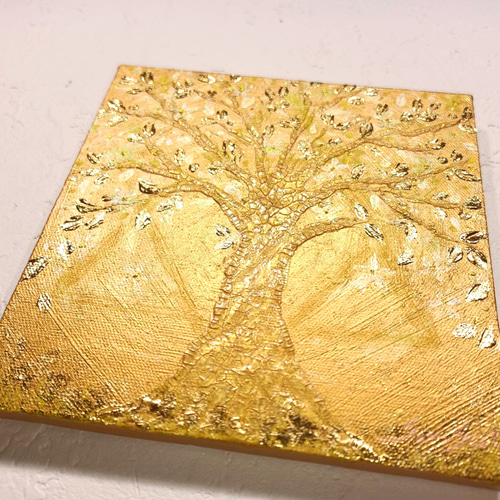 風水吉祥絵画◇金箔光金のなる木〜六芒星〜招財樹 ウェルカムゴールド