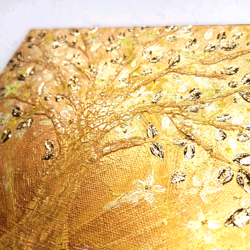 風水吉祥絵画◇金箔光金のなる木〜六芒星〜招財樹 ウェルカムゴールド