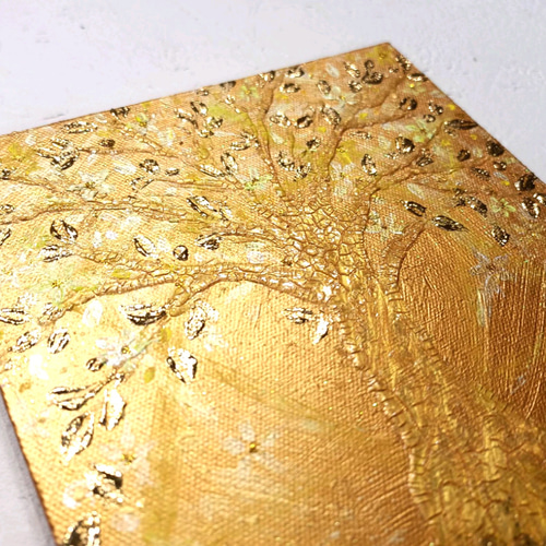 風水吉祥絵画◇金箔光金のなる木〜六芒星〜招財樹 ウェルカムゴールド
