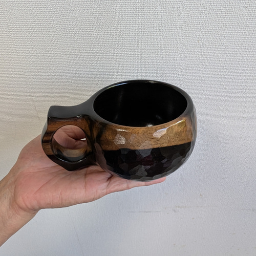 黒柿でつくった一木彫りコーヒーカップ マグカップ 良岳 通販 19505212