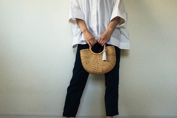 手作りカゴバックＡ-2   タッセル付き