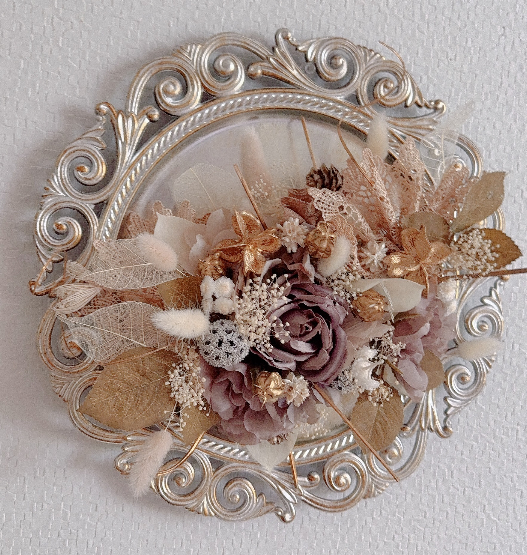 ❤️SALE❤️モダンアンティークフラワーシルバープレートアレンジ❤️